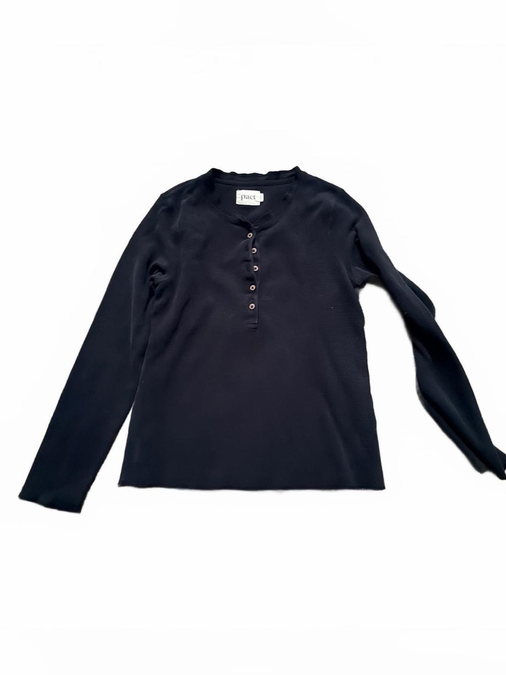 Pact Black Long-Sleeve Henley Top